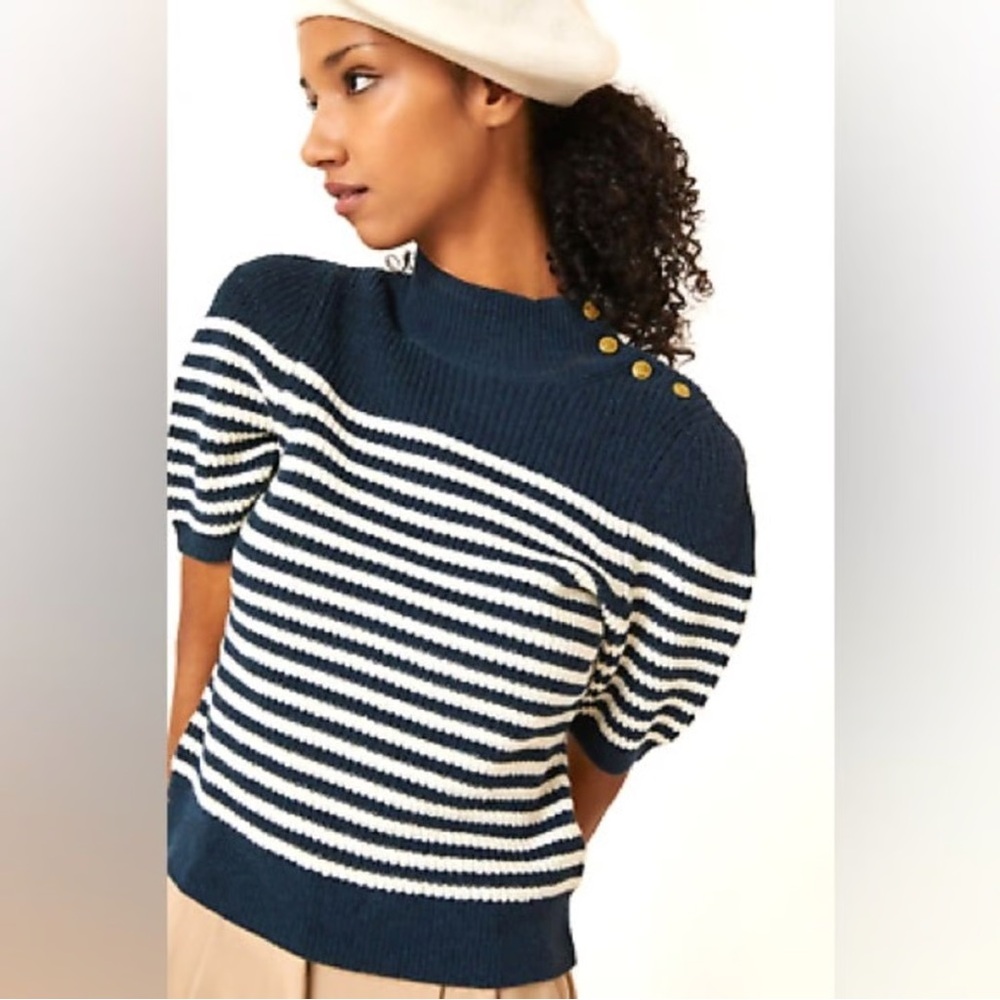 Maeve Knit Short Sleeve Sweater Top